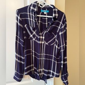 Francesca’s Buttons Lightweight Flannel Top